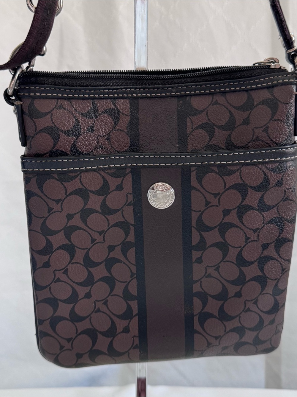 Coach Brown & Black Signature Crossbody Belt Bag